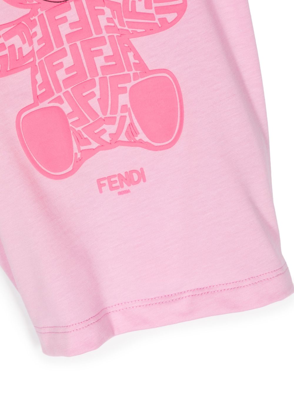 Shop Fendi Flocked Logo-print Cotton T-shirt In Pink