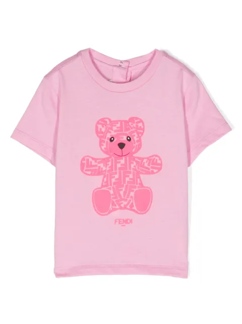 Fendi Kids flocked logo-print cotton T-shirt 