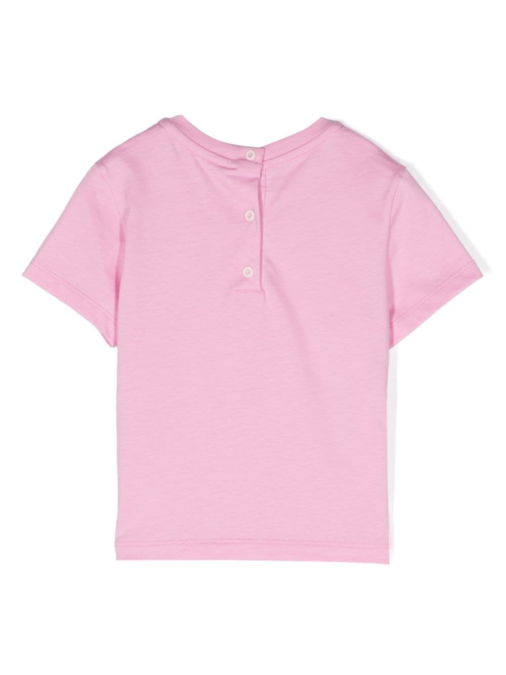 Shop Fendi Flocked Logo-print Cotton T-shirt In Pink