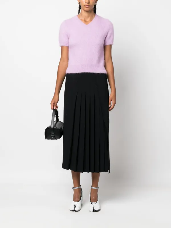 Maison Margiela リブニットトップス Maison Margiela ショートスリーブ ニットトップ | パープル