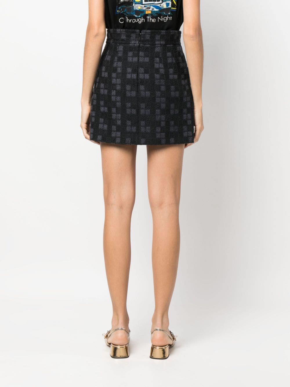 Shop Gucci Double-breasted Tweed Miniskirt In Blau