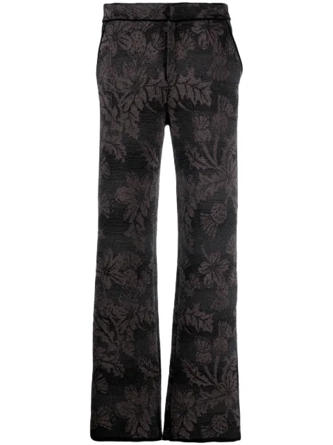 Barrie floral-jacquard straight-leg lurex trousers