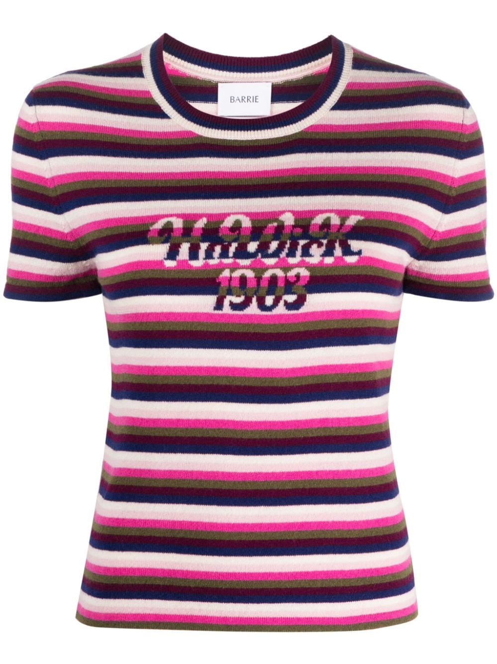 Barrie Striped Cashmere Top In Pink