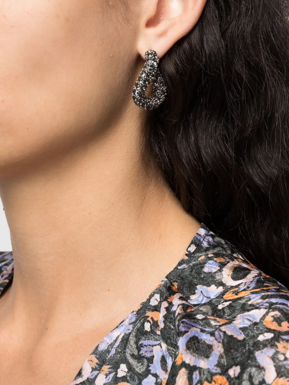 ISABEL MARANT crystal-embellished twisted earrings - Grijs