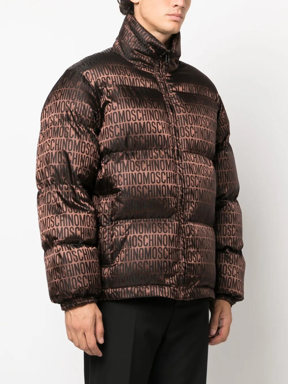 Moschino Donsjack met monogramprint Bruin
