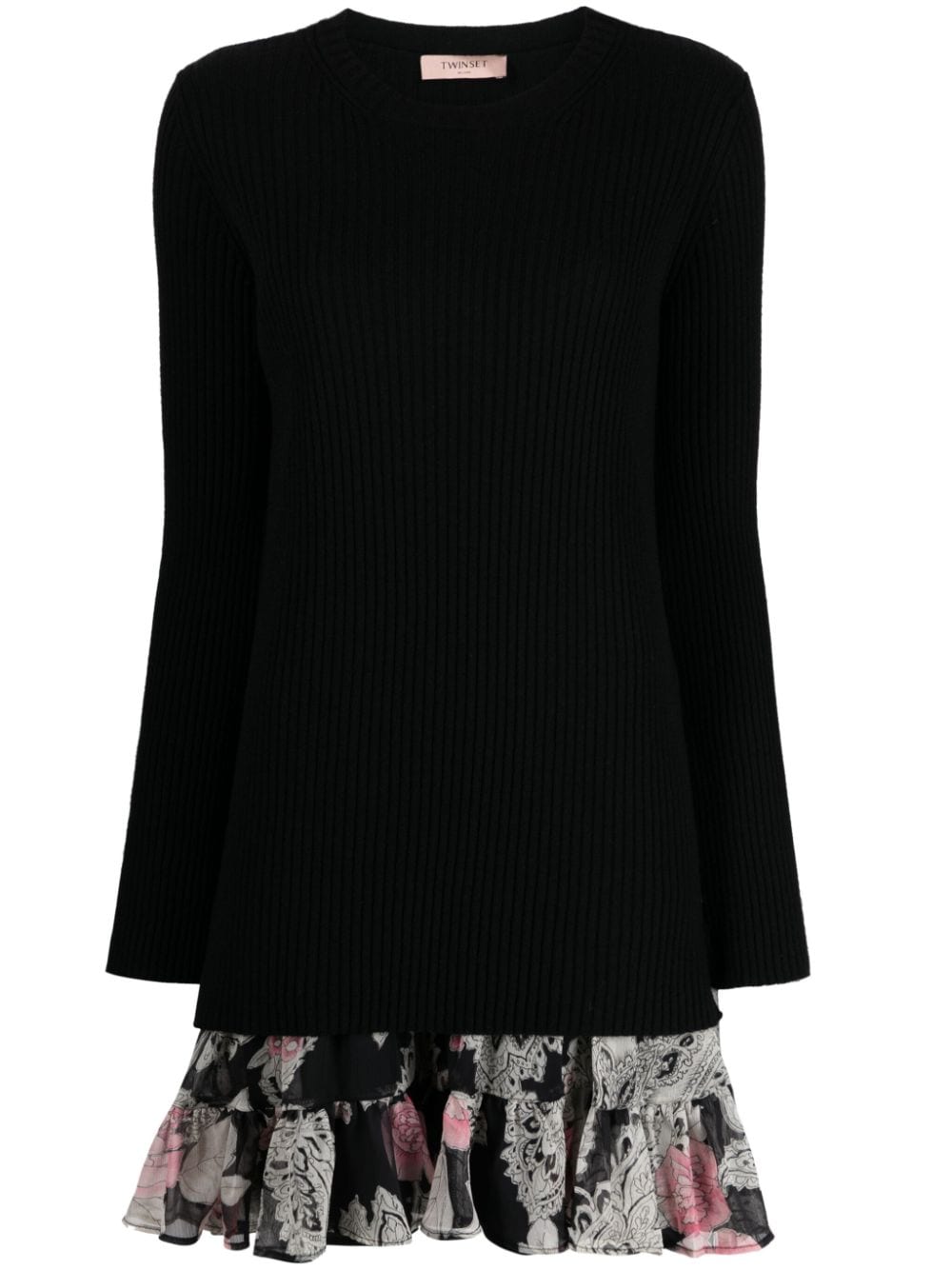 Shop Twinset Long-sleeve Jumper Dress In Black