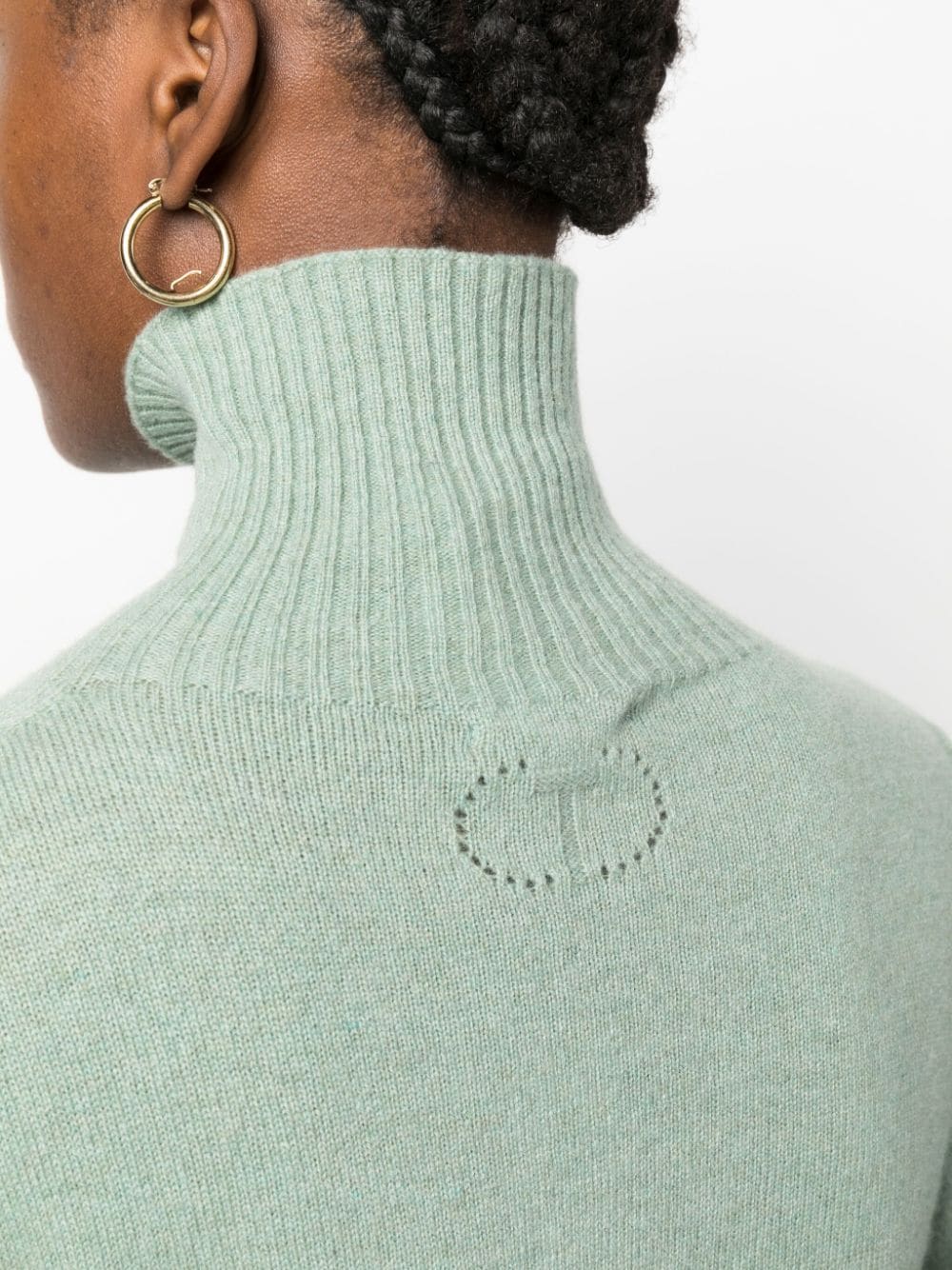 Shop Twinset Puff-sleeve Cashmere Jumper In Green