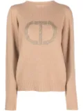 TWINSET intarsia-knit logo knitted jumper - Brown