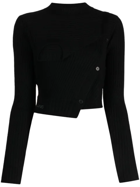 Feng Chen Wang asymmetric ribbed-knit jumper