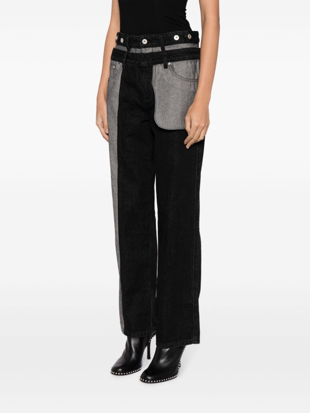 Shop Feng Chen Wang Mid-rise Straight-leg Jeans In Black
