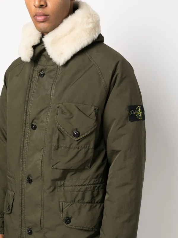 Stone island outlet fur collar jacket