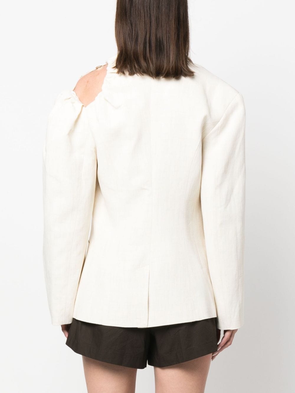 Shop Jacquemus La Veste Galliga Asymmetric Blazer In Neutrals