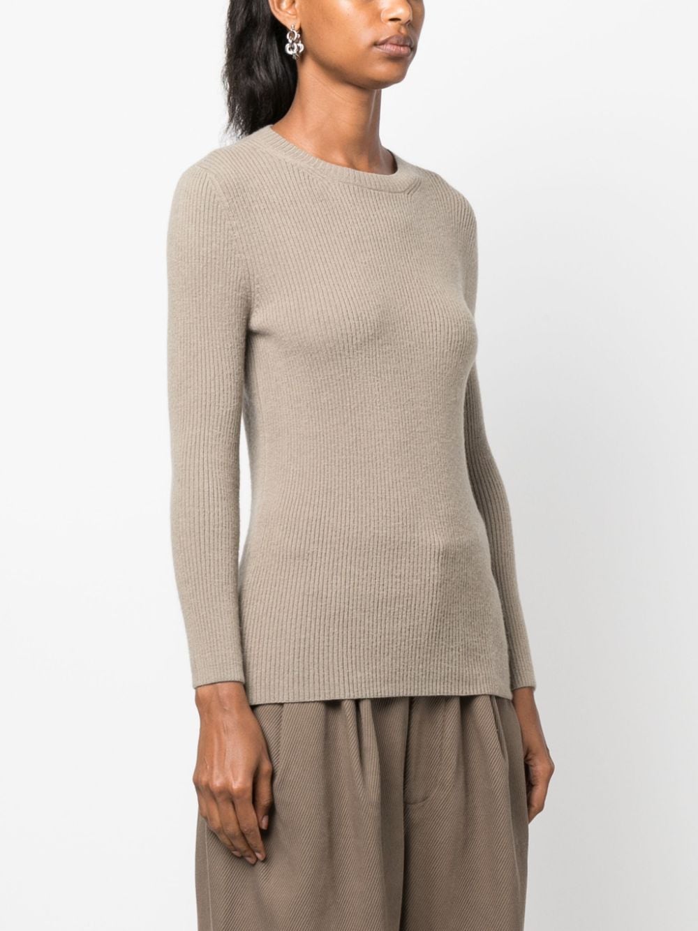 Shop Lauren Manoogian Ribbed-knit Round-neck Jumper In Grün