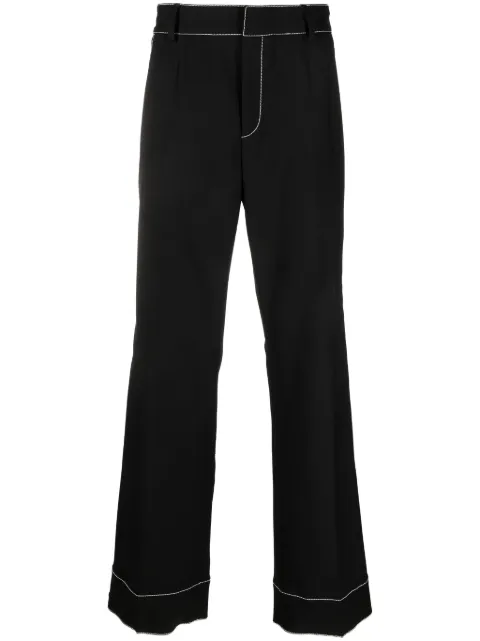 Marine Serre pantalones rectos con costuras en contraste