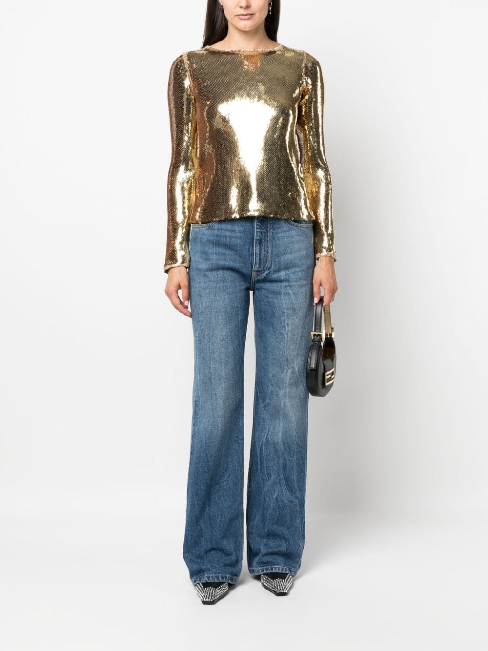 Nº21 sequin-embellished long-sleeve top - Goud