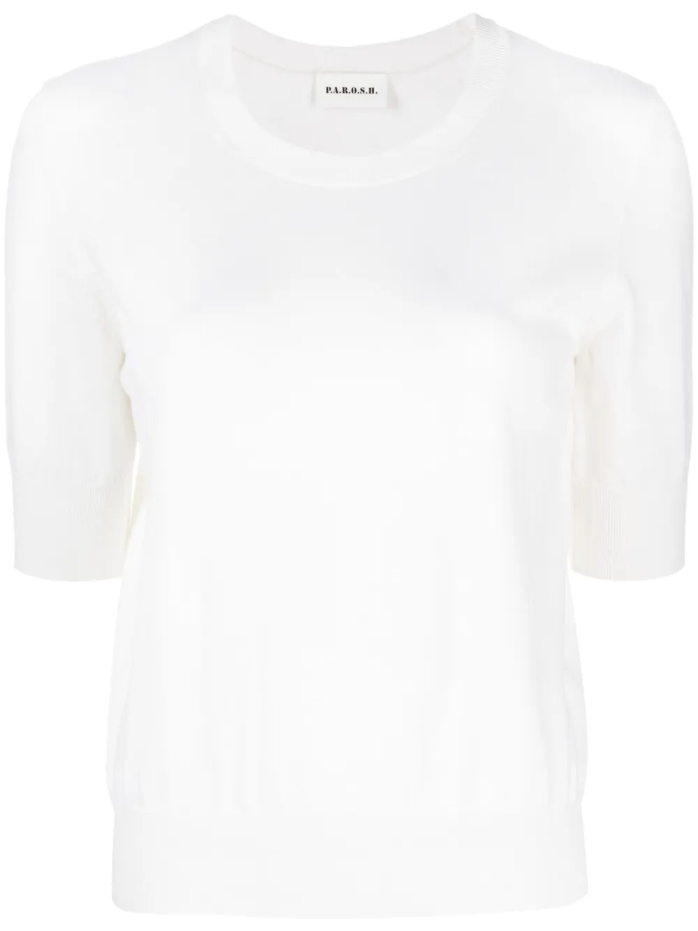 P.a.r.o.s.h Fine Ribbed Crewneck T-shirt In White