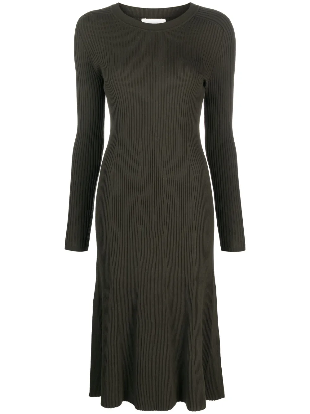 P.a.r.o.s.h Ribbed-knit Midi Dress In Green