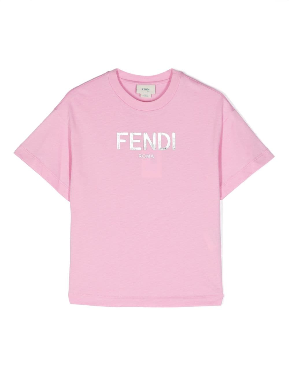 Fendi Kids' Flocked-logo Cotton T-shirt In Pink