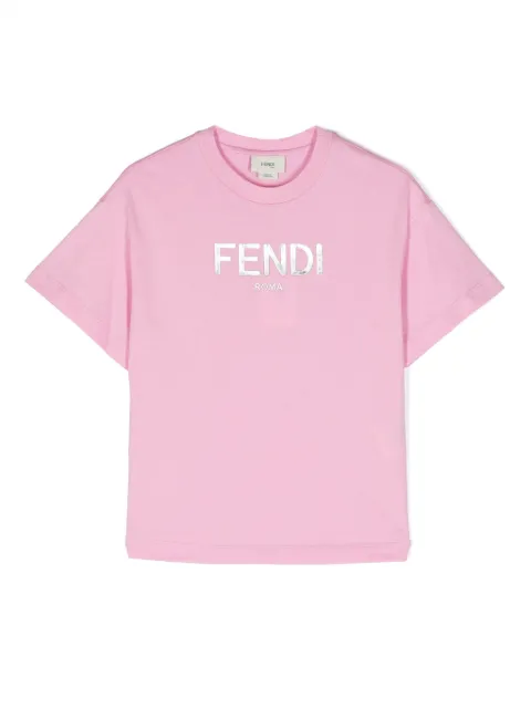 Fendi Kids flocked-logo cotton T-shirt