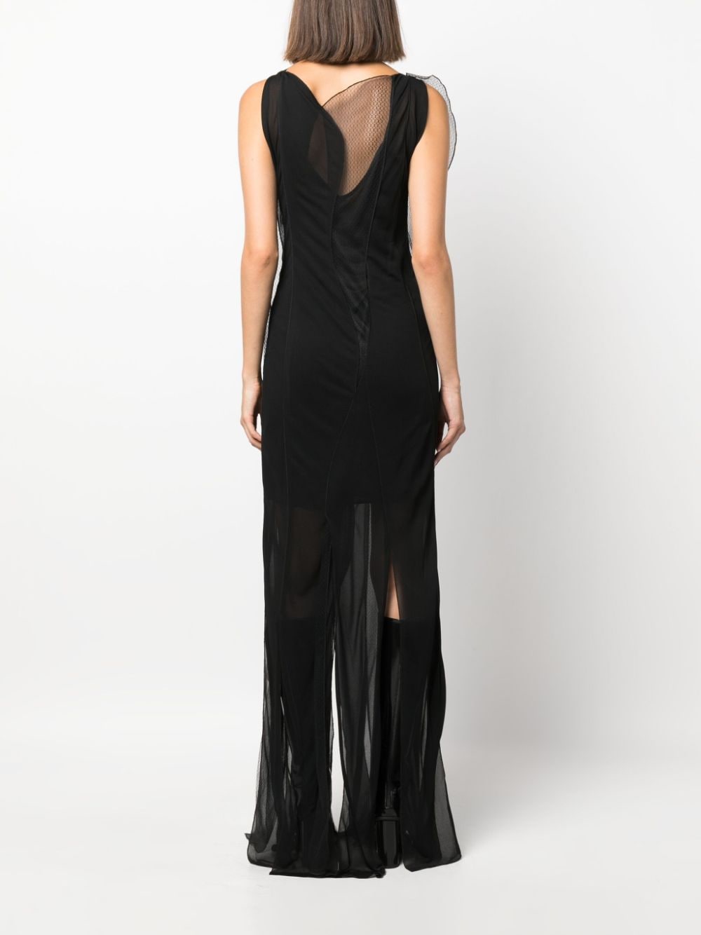 Shop Victoria Beckham Semi-sheer Sleeveless Maxi Dress In Schwarz