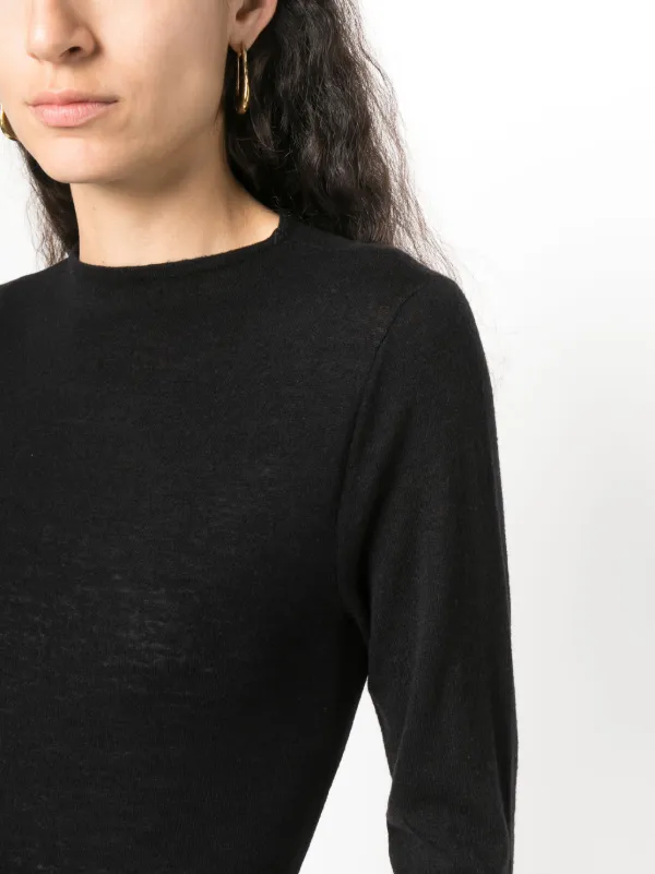 Tibi long-sleeved Jersey T-shirt | Black | FARFETCH GE