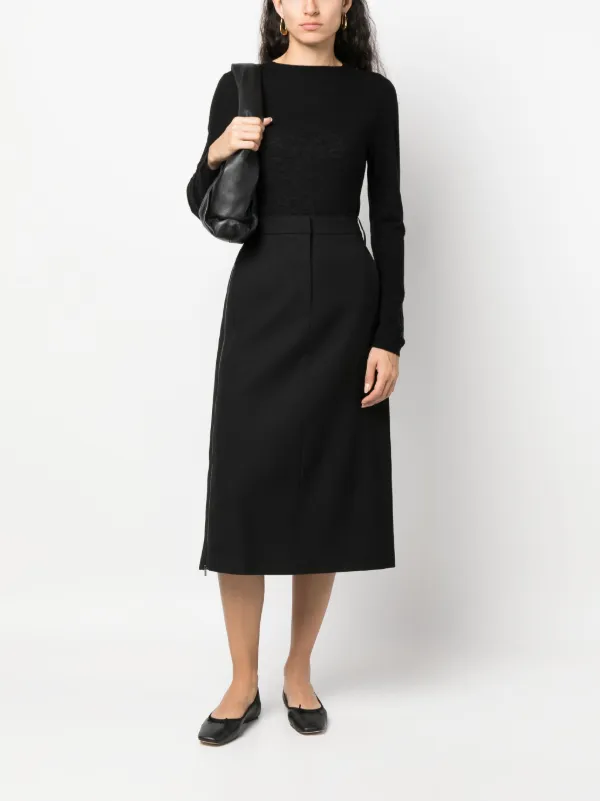 Tibi long-sleeved Jersey T-shirt | Black | FARFETCH GE