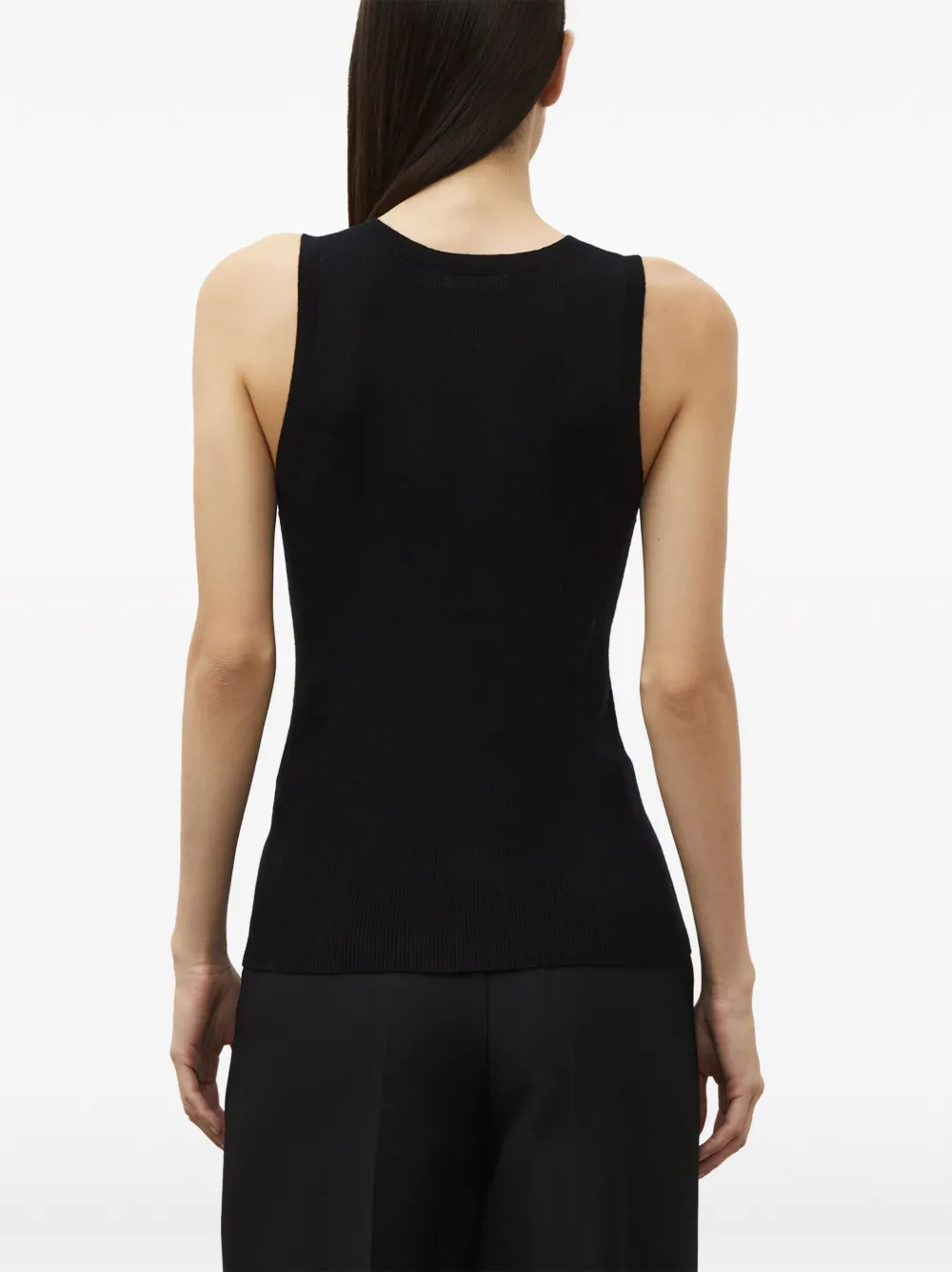 12 Storeez Ribbed-knit Merino Wool Tank Top In Black