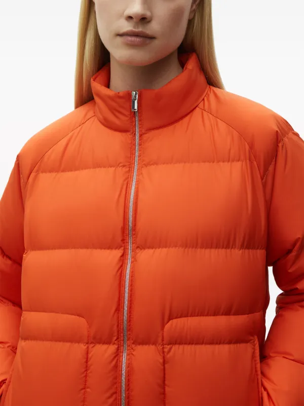 Orange puffer top coat womens