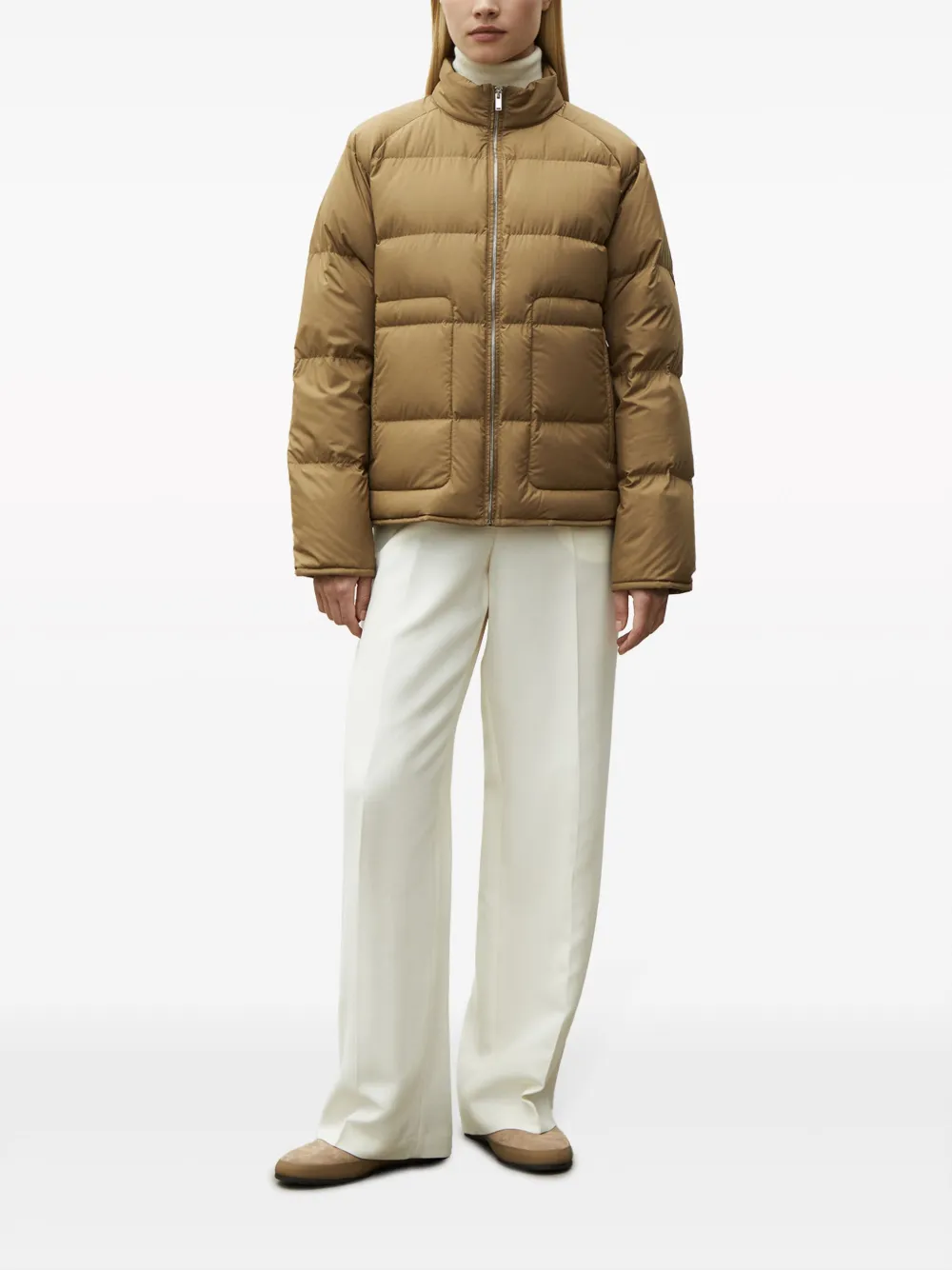 Shop 12 Storeez Quilted Padded Jacket In Neutrals