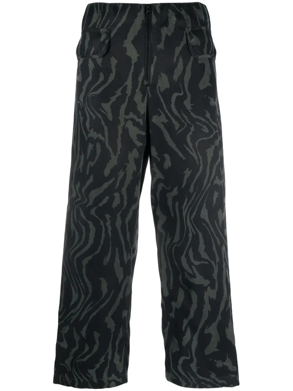 Bimba Y Lola Tiger Liquid-print Straight-leg Trousers In Black