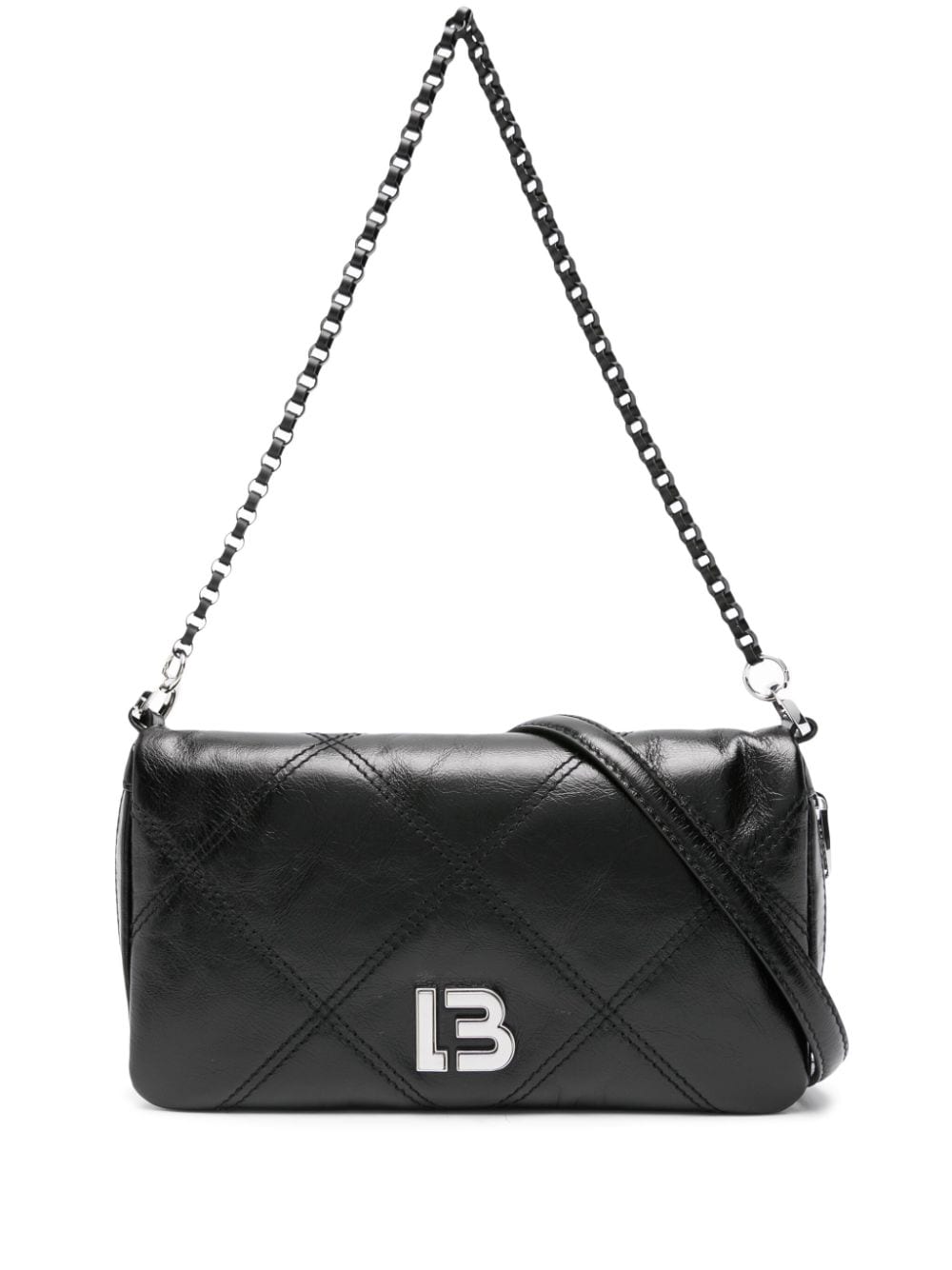 Bimba Y Lola Logo-plaque Leather Shoulder Bag In Black