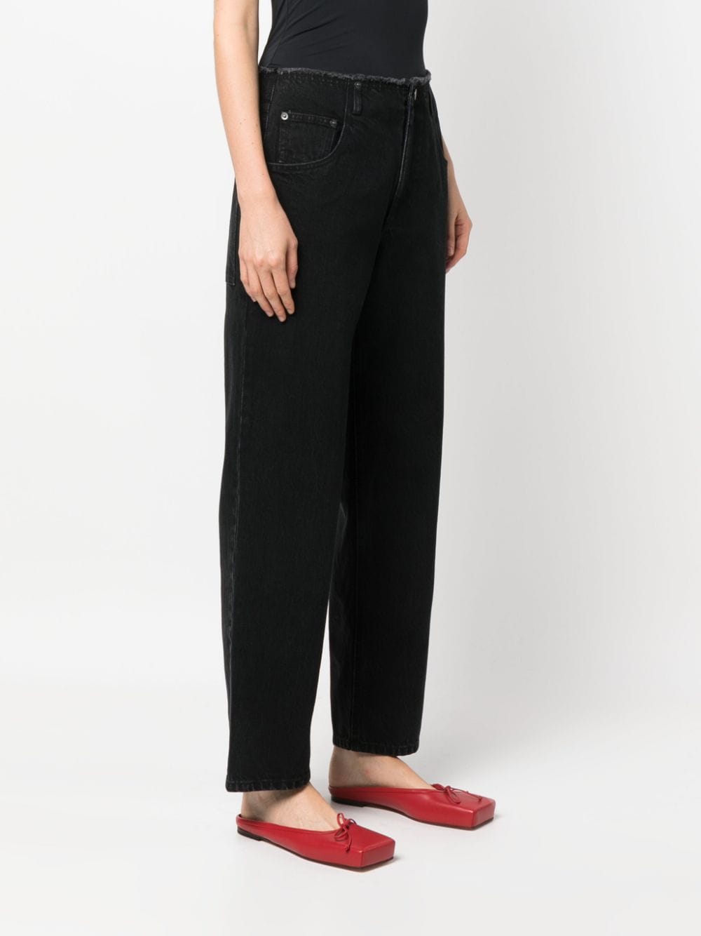 Shop Tibi Newman Mid-rise Tapered Jeans In Black