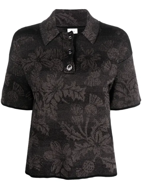 Barrie thistle-intarsia polo top