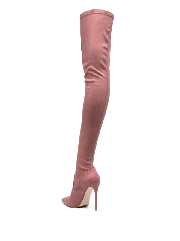 Pink suede thigh high boots sale