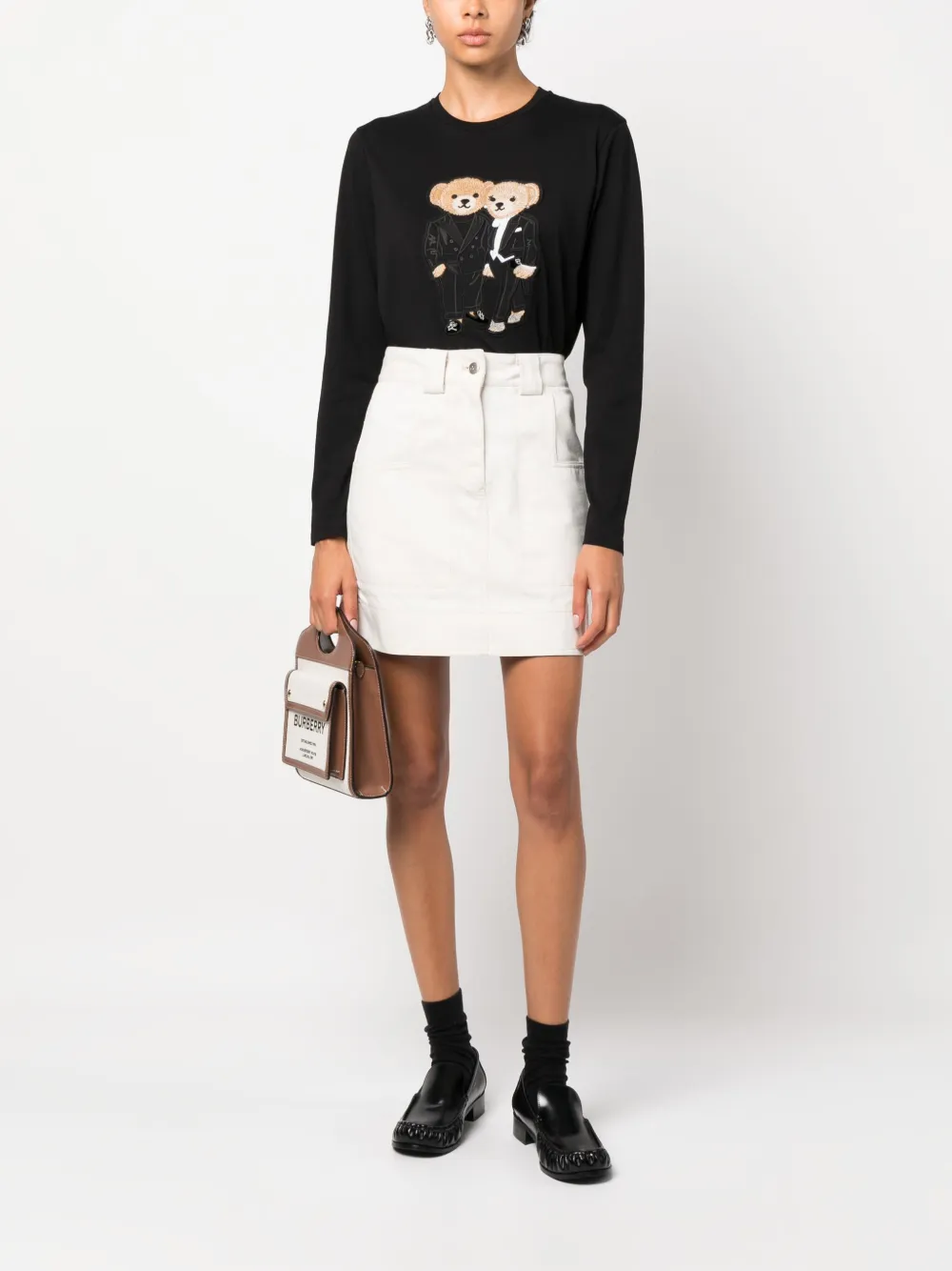 Ralph Lauren Collection T-shirt met borduurwerk - Zwart