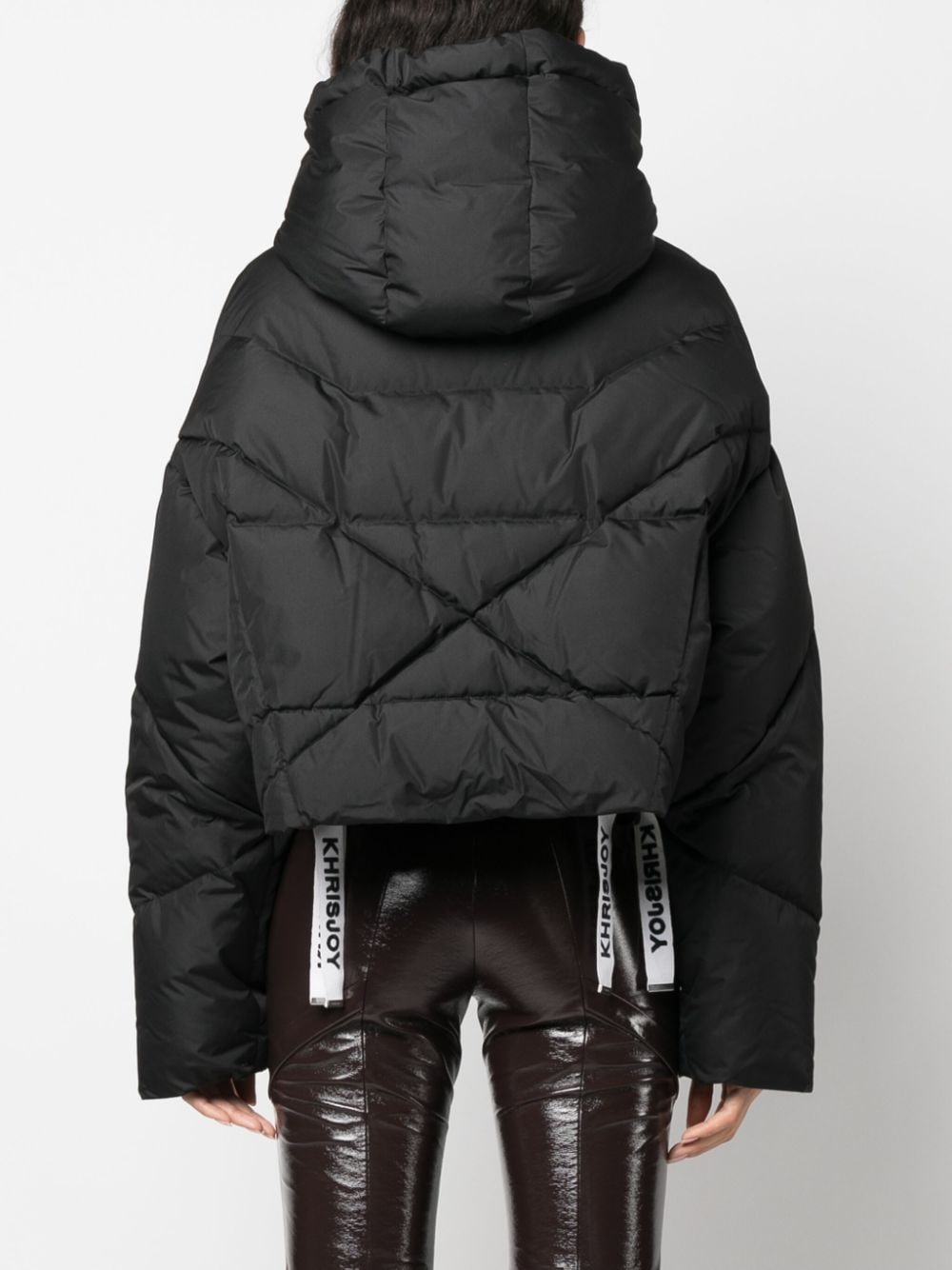 Shop Khrisjoy Hooded Cropped Padded Jacket In Black