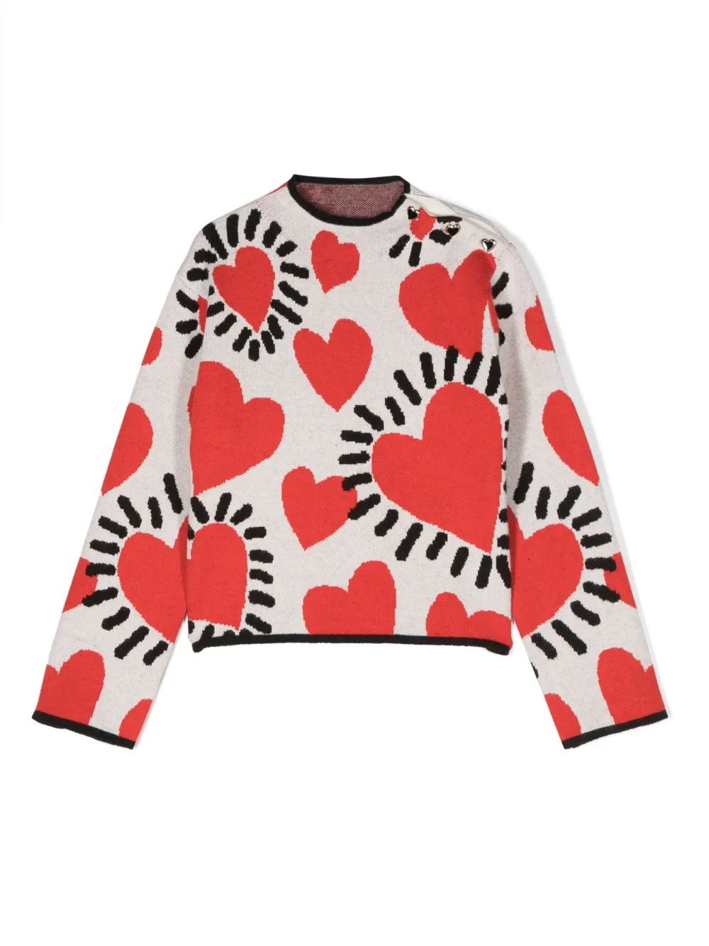 Abel & Lula Kids' Graphic-print Crew-neck Sweatshirt In Red