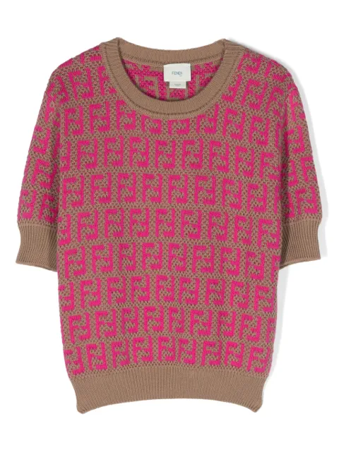 Fendi Kids monogram-pattern short-sleeve sweater