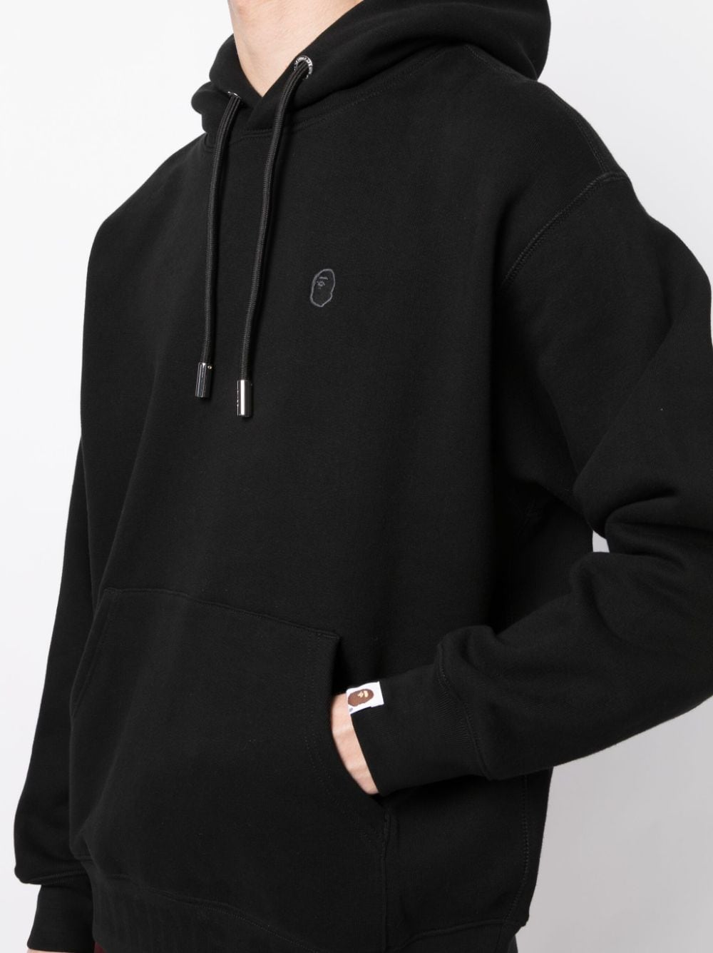 Shop A Bathing Ape Logo-patch Cotton-blend Hoodie In Black