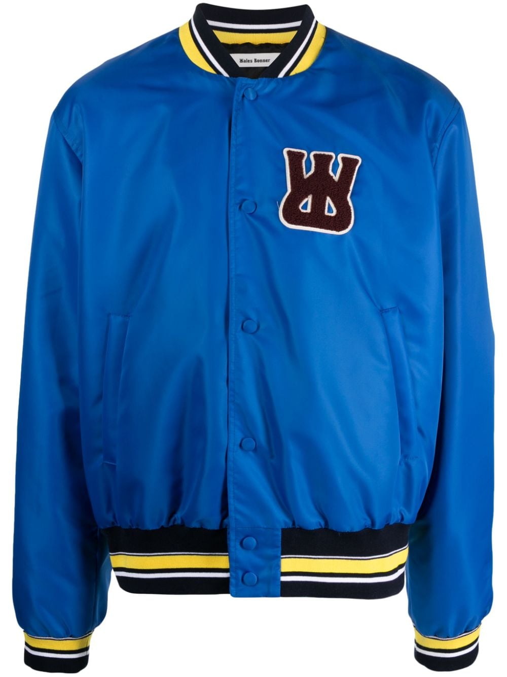 wales bonner veste bomber à patch logo - bleu