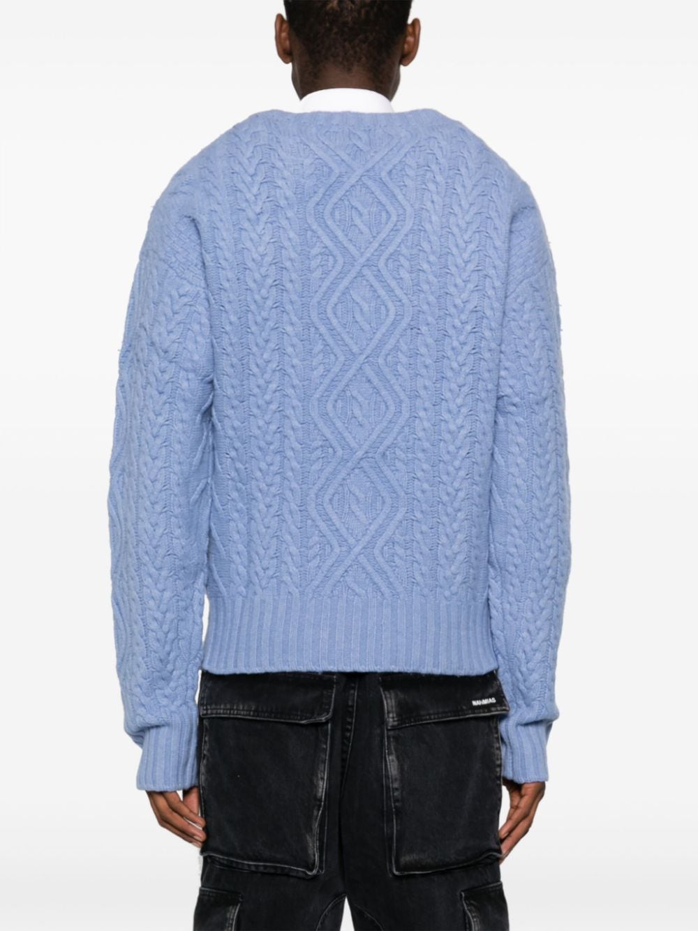 Shop Martine Rose Cable-knit Merino Jumper In Blue