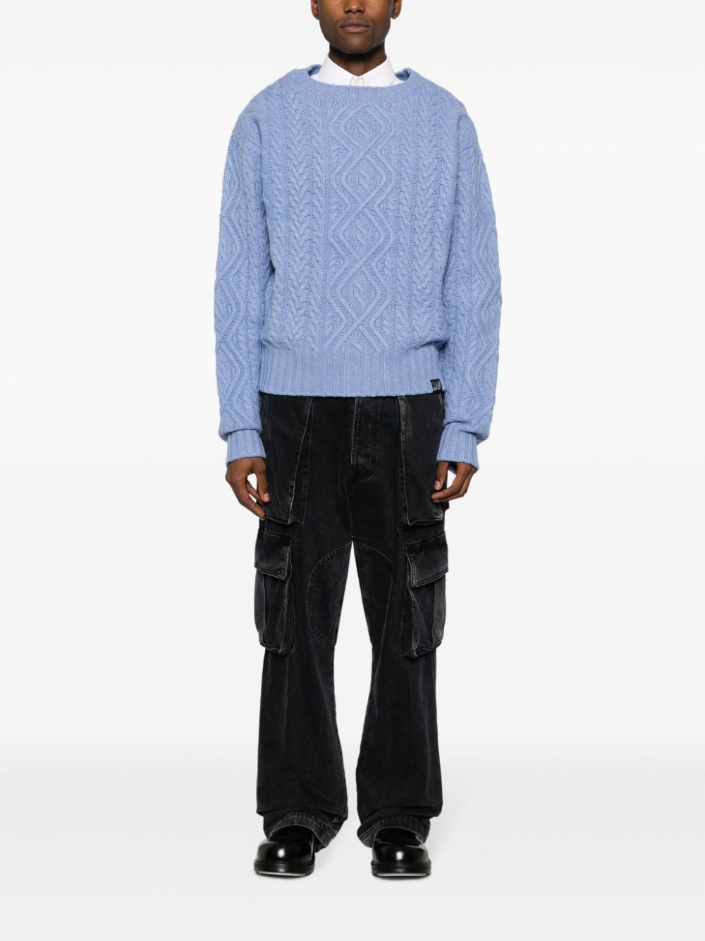 Shop Martine Rose Cable-knit Merino Jumper In Blue