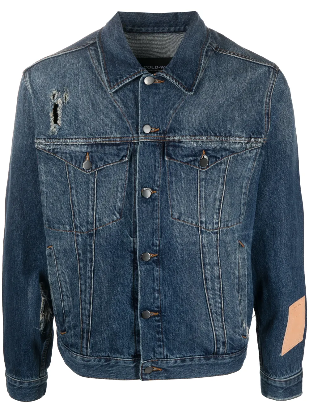 Shop A-cold-wall* Distressed-finish Denim Jacket In Blue