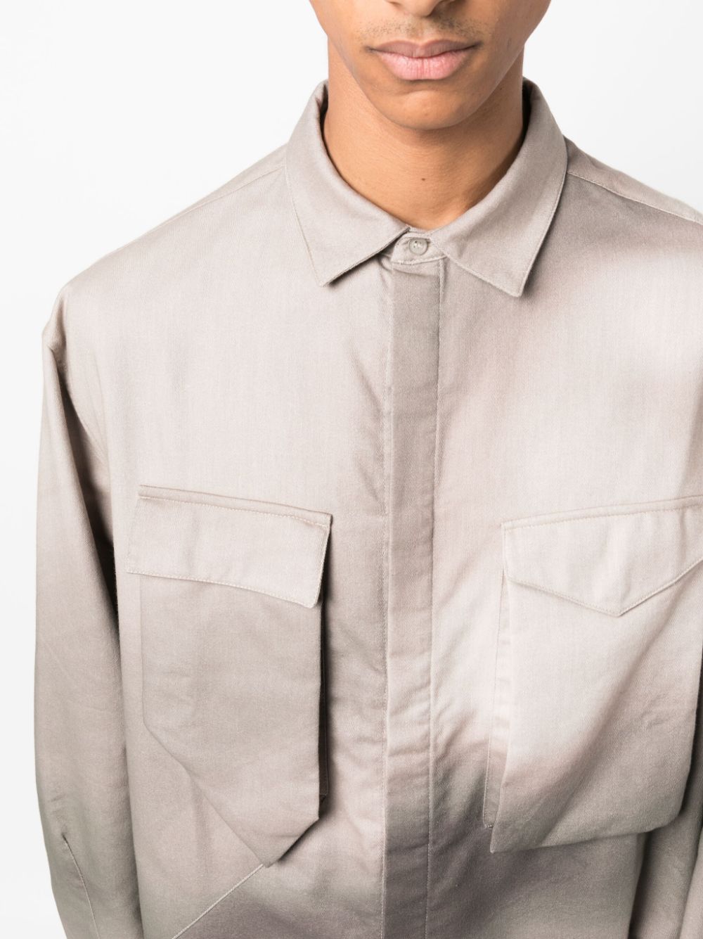 Shop A-cold-wall* Gradient-effect Cotton Shirt In Neutrals