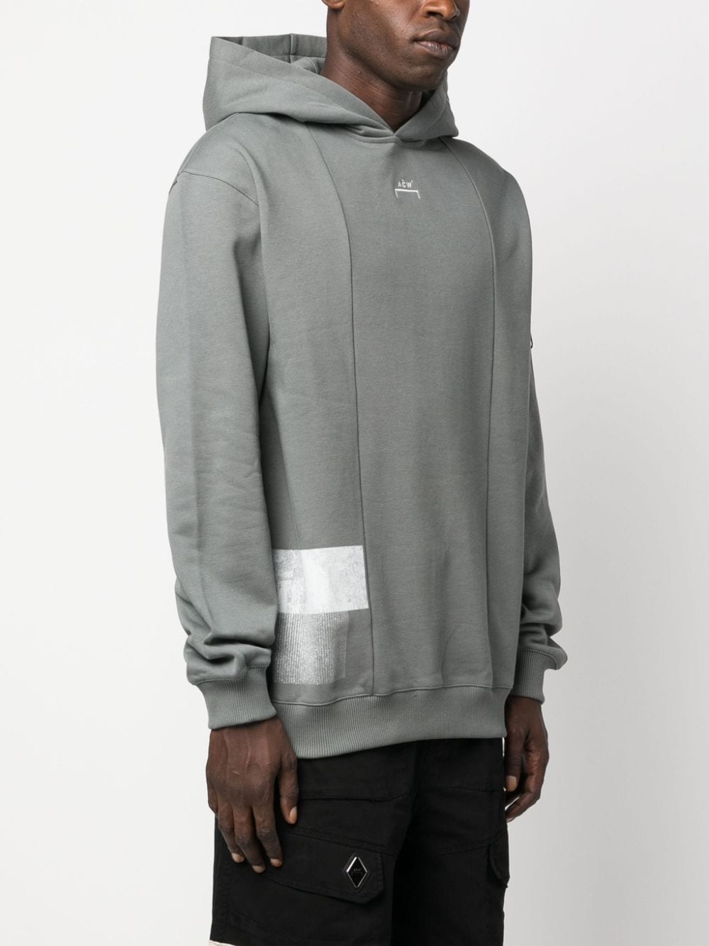 Shop A-cold-wall* Brutalist Panelled Cotton Hoodie In Green