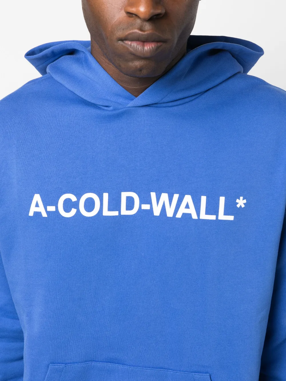 Shop A-cold-wall* Essentials Logo-print Cotton Hoodie In Blue