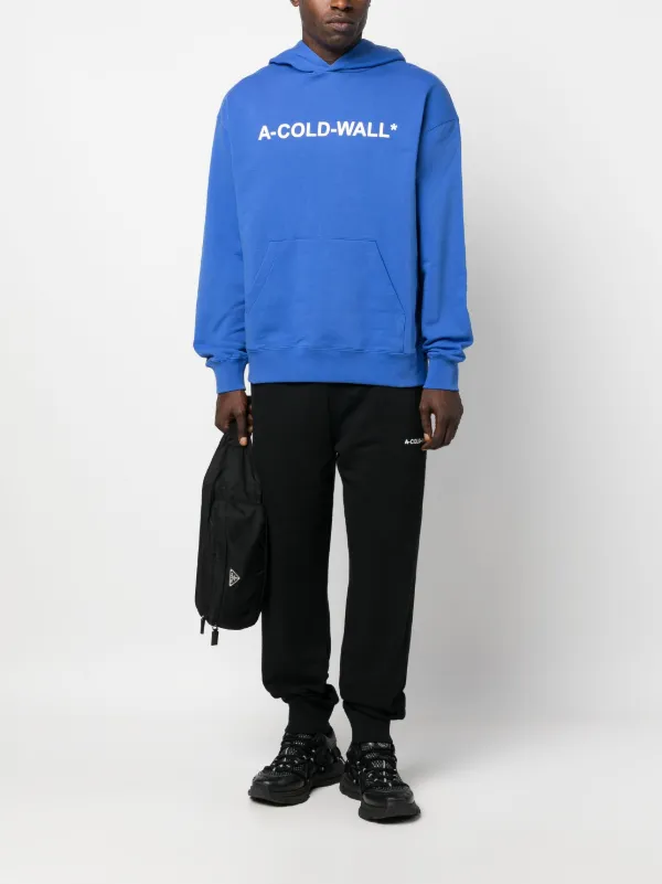 【関税込み】A-COLD-WALL* ブルー Essential フーディ A-COLD-WALL* Essentials logo-print Cotton Hoodie | Blue