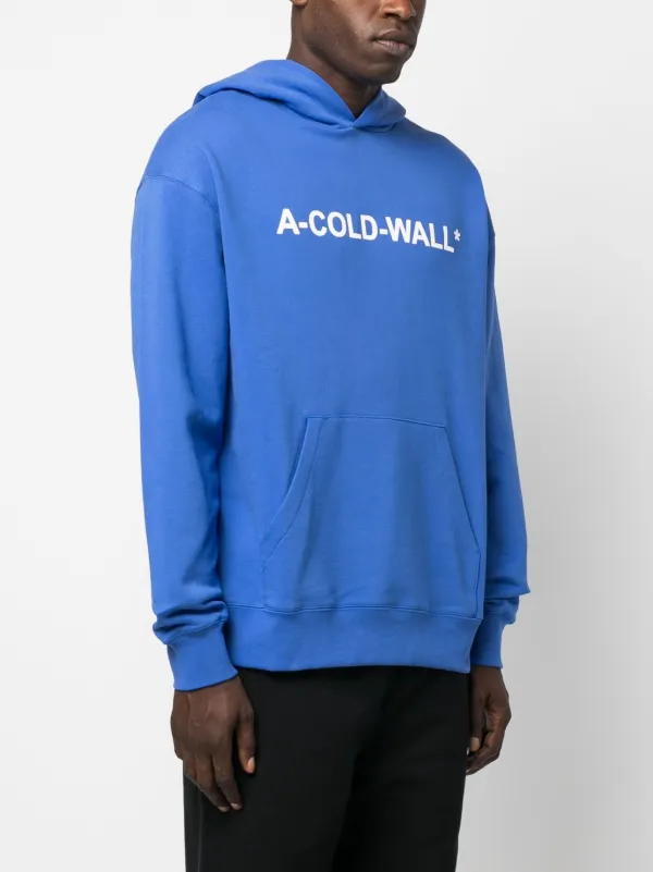 【関税込み】A-COLD-WALL* ブルー Essential フーディ A-COLD-WALL* Essentials logo-print Cotton Hoodie | Blue