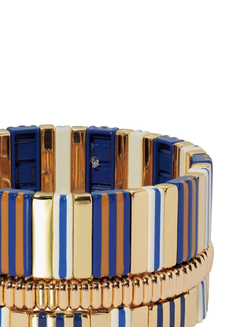 Shop Roxanne Assoulin Buttoned Up Polished Bracelet (set Of Three) In Gold