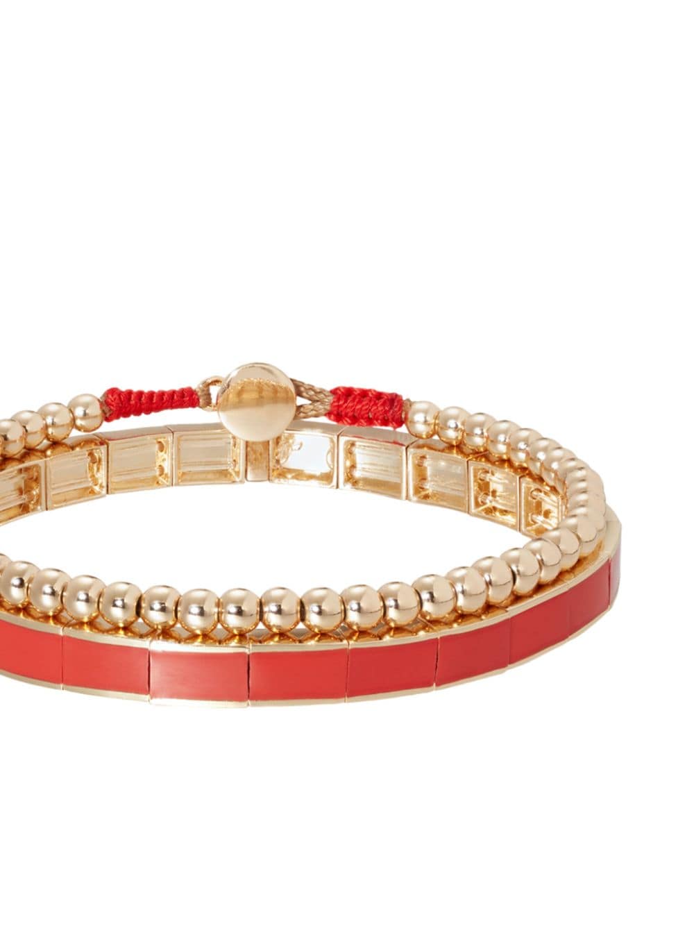 Shop Roxanne Assoulin Gold-plated Running With The Band Bracelet (set Of Two) In Orange